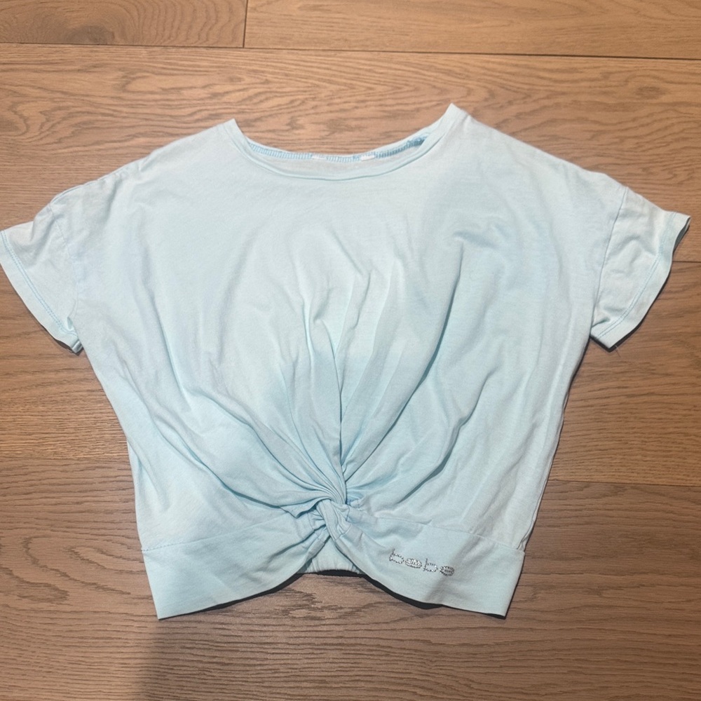 Bebe Sky Blue Short Sleeve Knot Tee